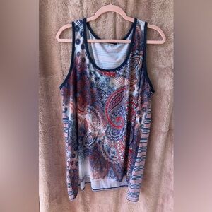 🇺🇸 Patriotic Paisley Tank | Red, White & Blue | 4th of July BBQ, Summer, XXL